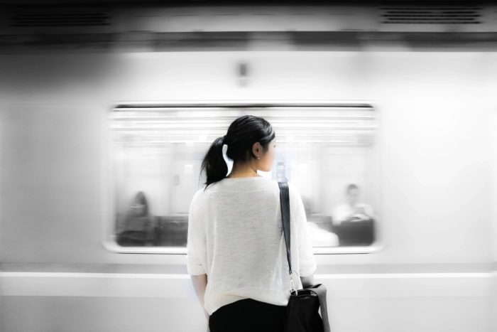 A woman at a subway
