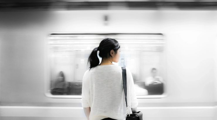 A woman at a subway